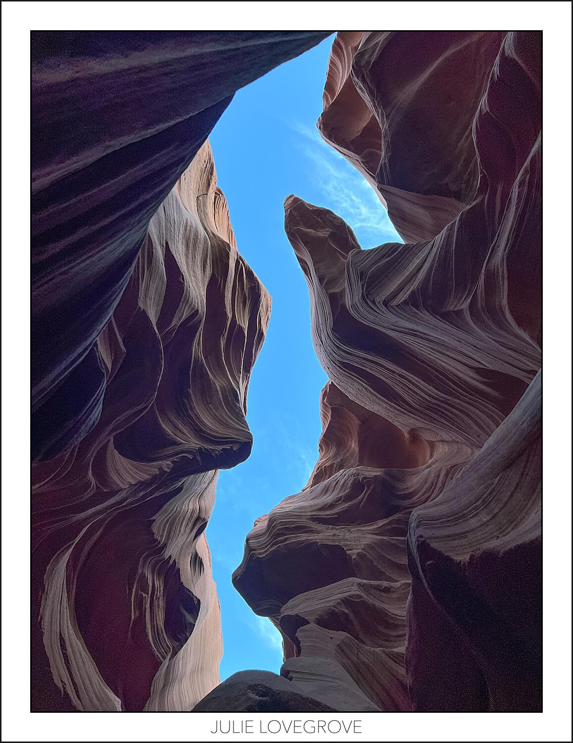 Looking skywards in Lower Antelope Canyon.